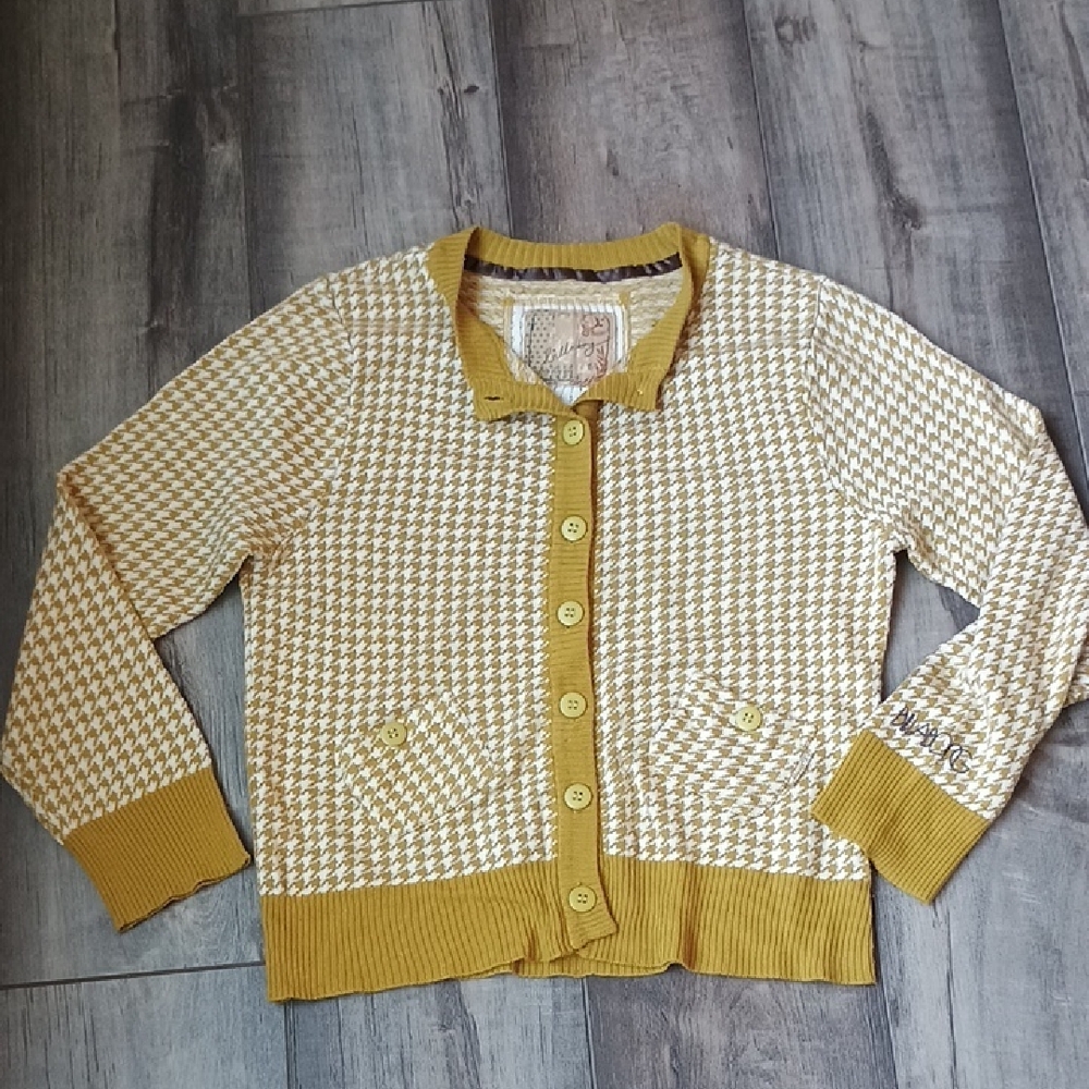 Billabong Yellow Houndstooth Cardigan